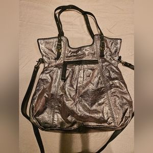 The Sak Leather Shoulder Crossbody Bag Silver